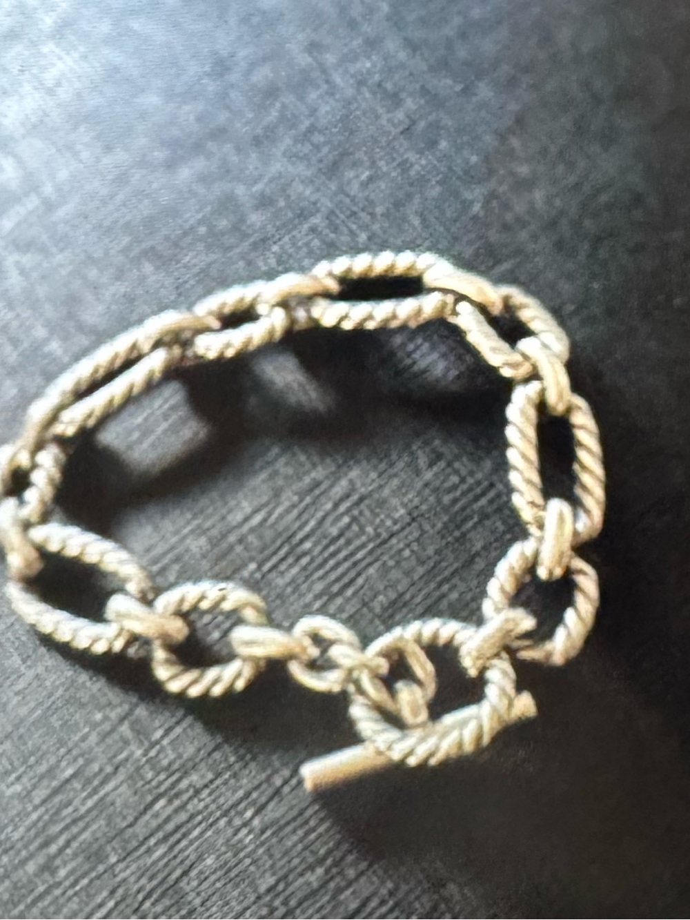 David Yurman Silver Rope-Link Toggle Bracelet